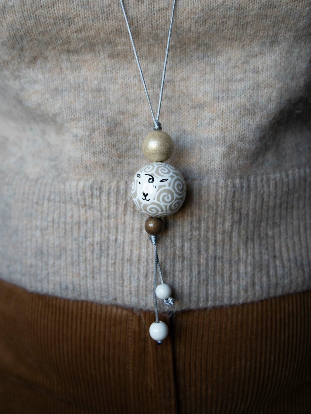 Dolly Sheep Beaded Pendant