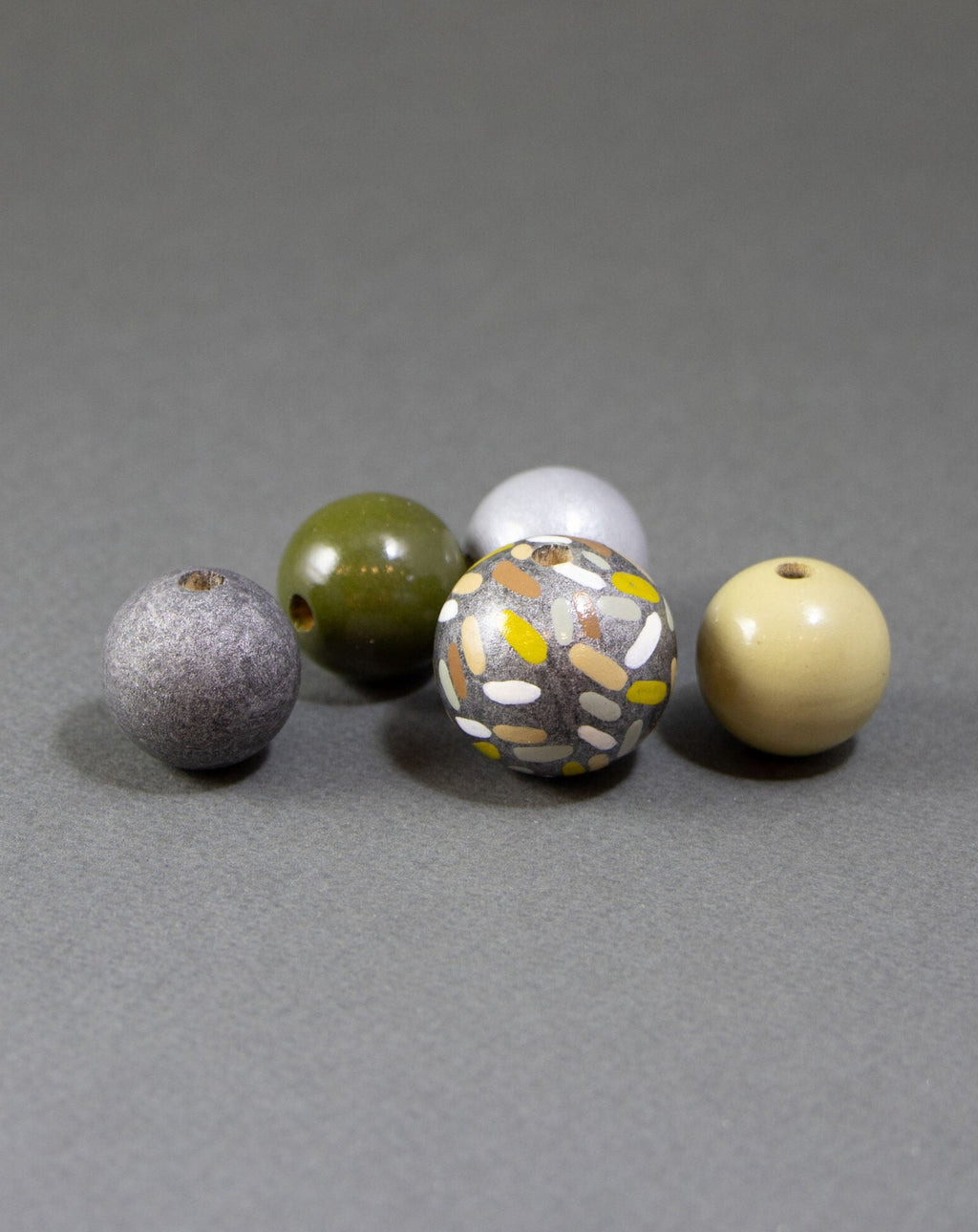 Silver Wooden Beads Set