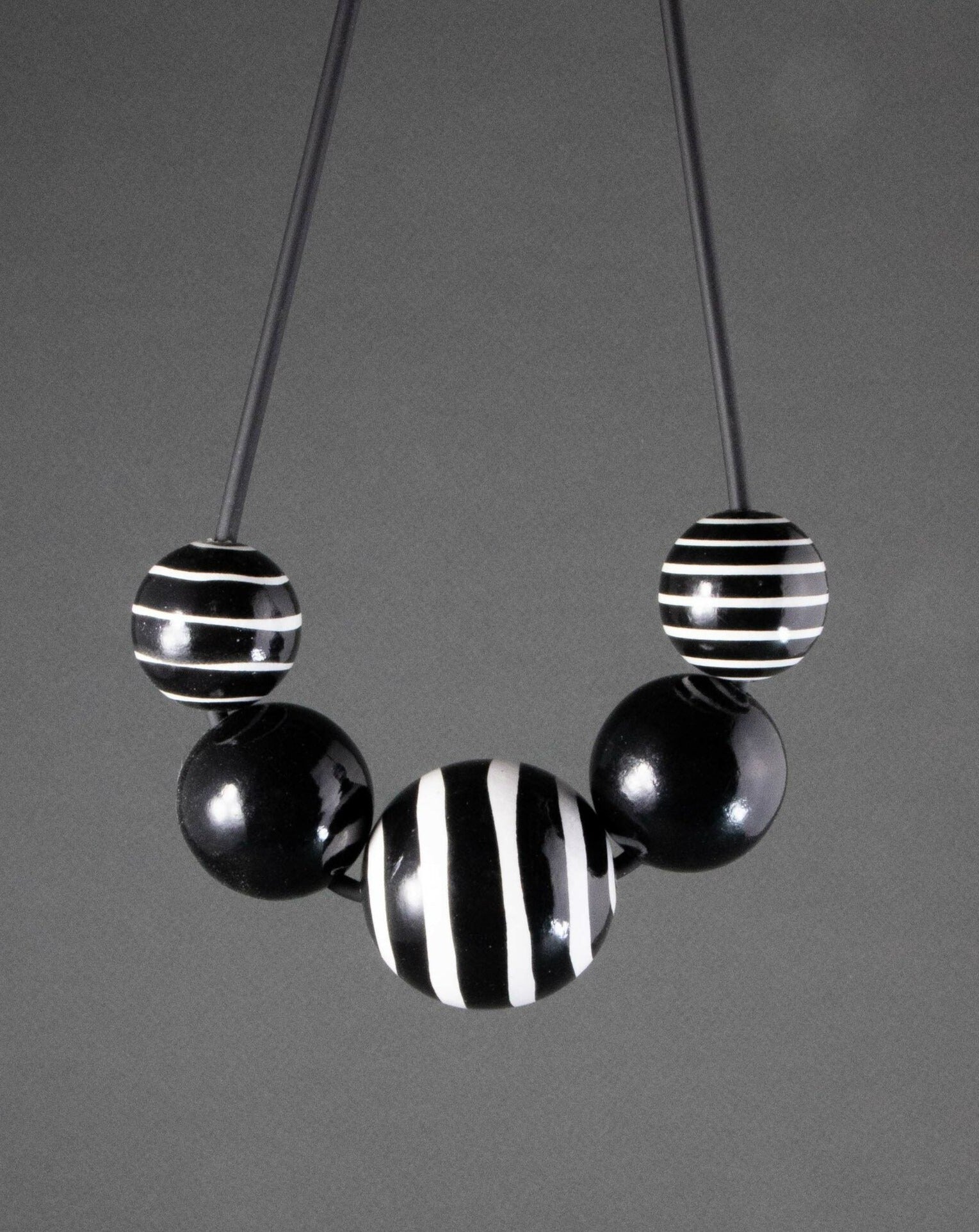 Stripes Wooden Bead Necklace