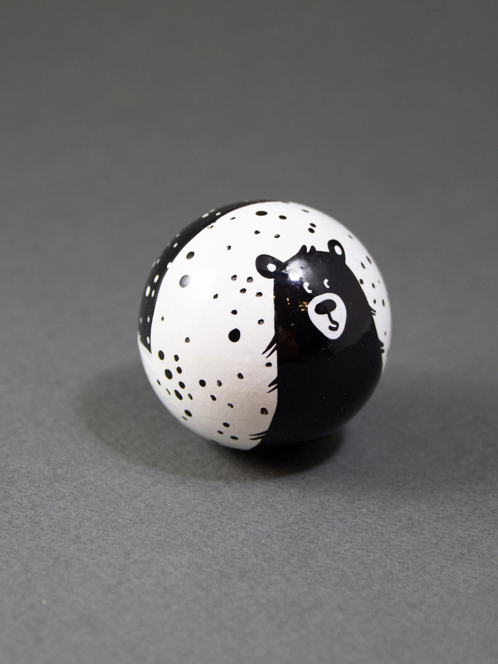 Black Polar Bear Wooden Bead