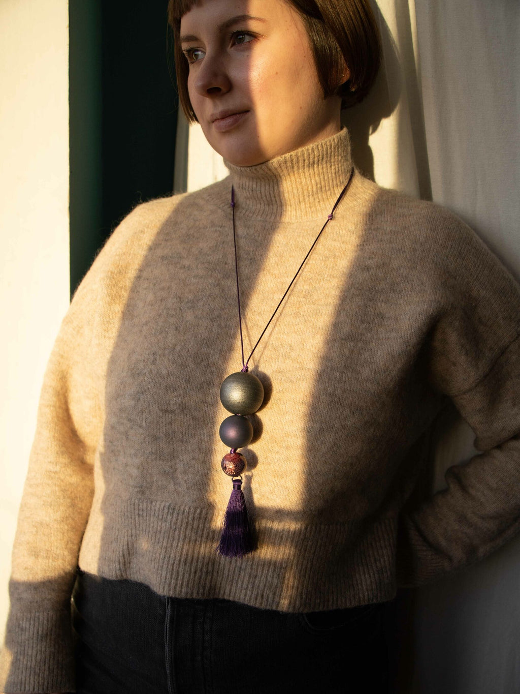 Violet Sunset Beaded Pendant