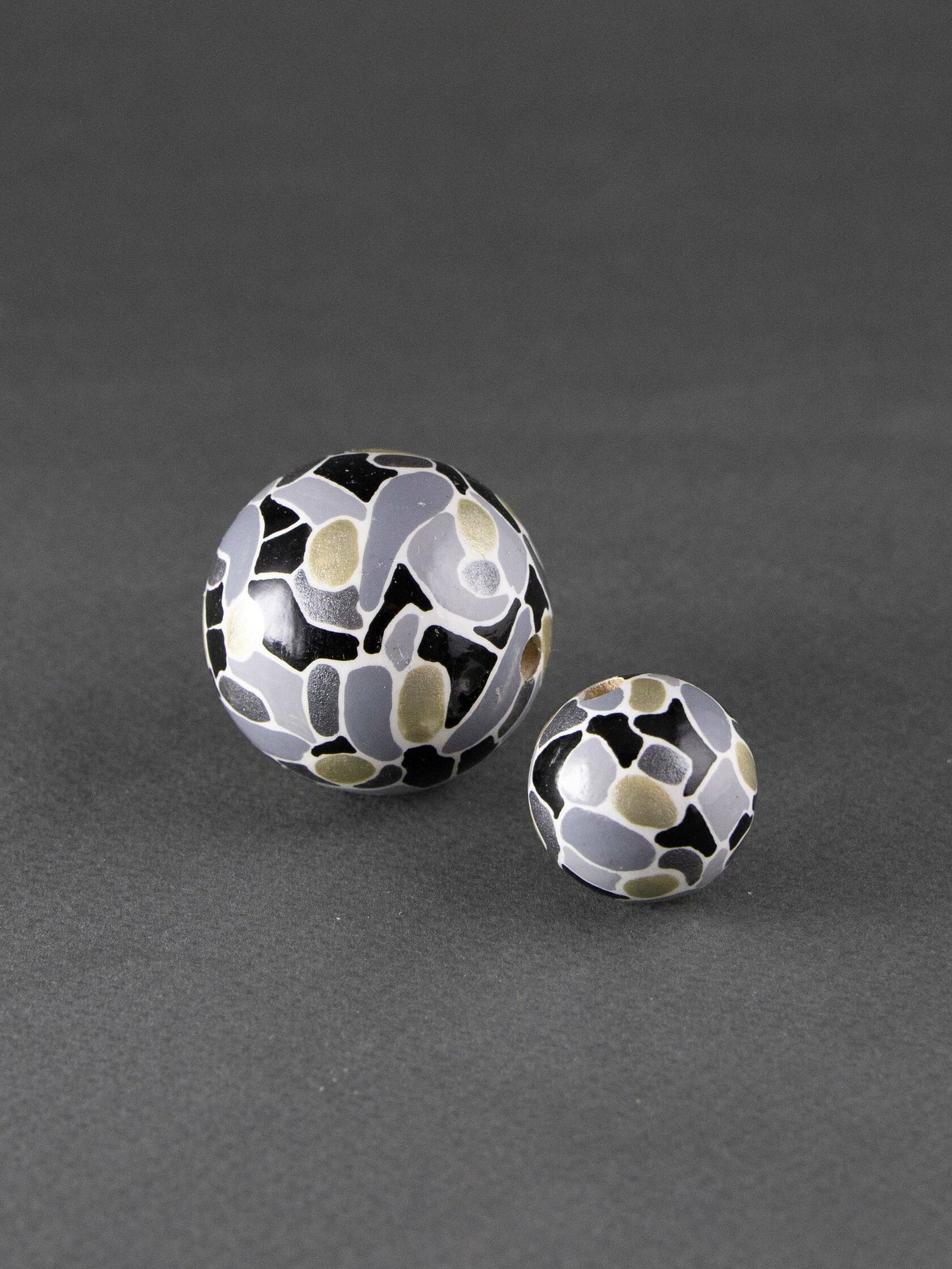Abstract Gray Wooden Bead