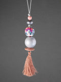 Pink & Blue Flowers Beaded Pendant