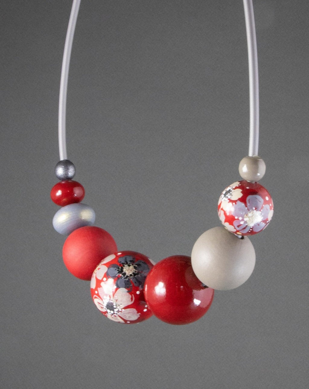 Ruby Wooden Bead Necklace